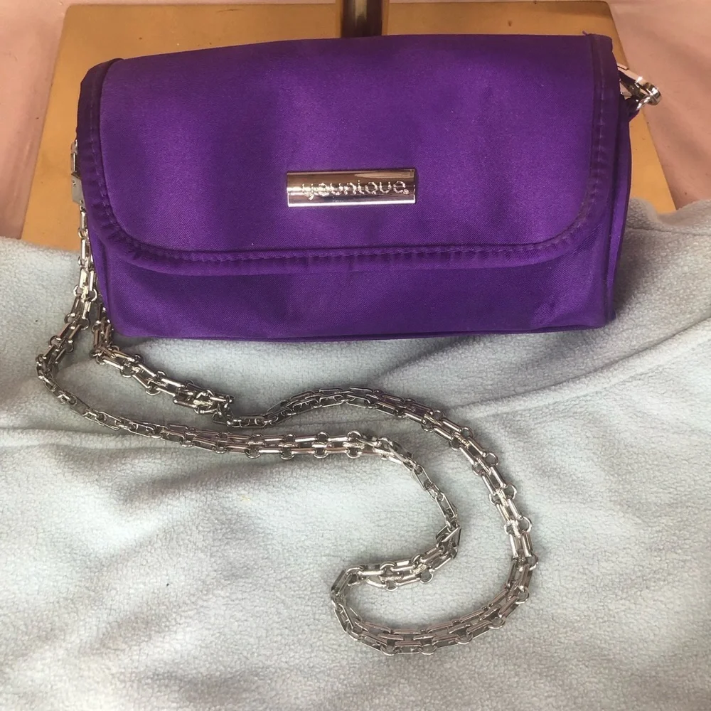NWOT Prom Purple Crossbody Clutch Bag with Chain Strap